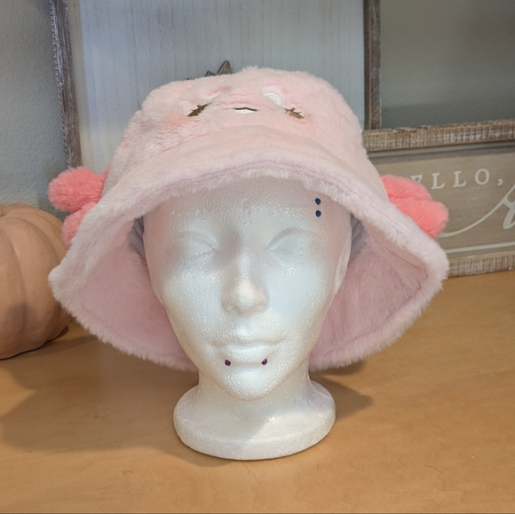 Maxolotl the Axolotol Fuzzy Bucket Hat Small Business Pink - Picture 3 of 8